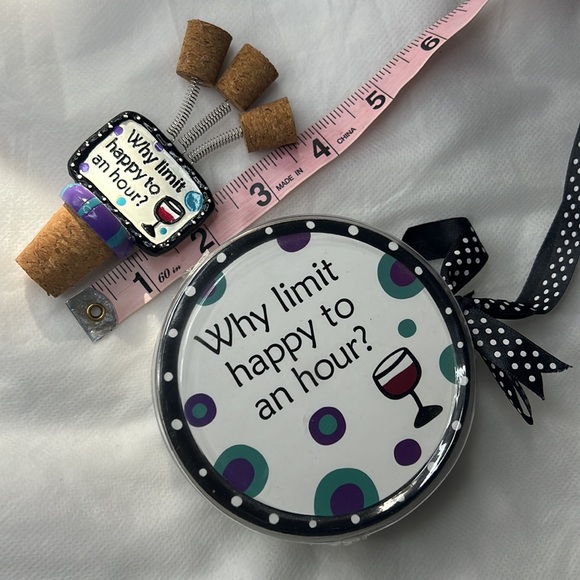 WINE CORK AND COASTERS SET “WHY LIMIT HAPPY TO AN HOUR” - Picture 6 of 6